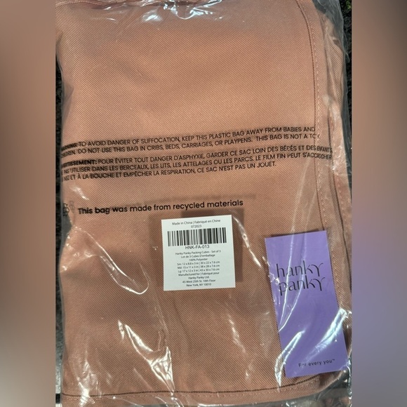 HANKY PANKY Packing Cubes Set of 3 Clothing Organizer Pink Polyester Zip Travel - Picture 7 of 8